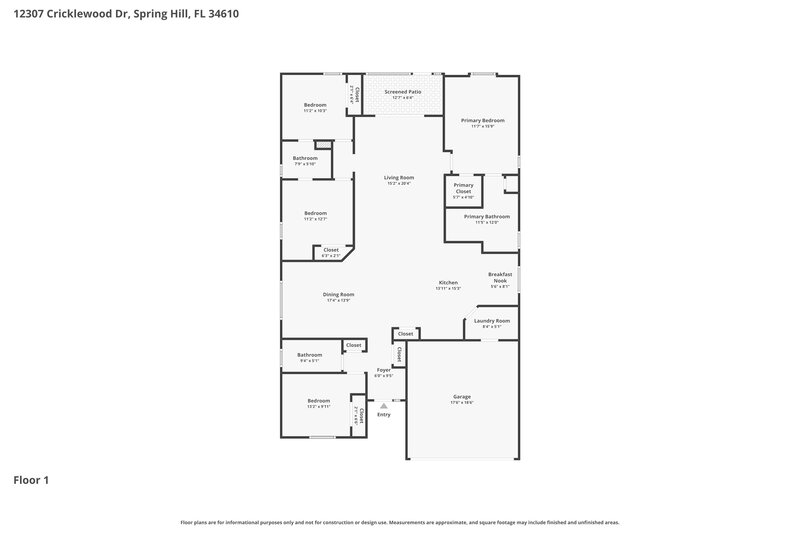 2,355/Mo, 12307 Cricklewood Dr Spring Hill, FL 34610 Floor Plan View
