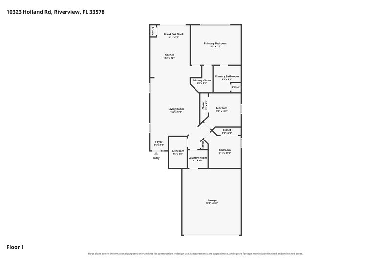 1,870/Mo, 10323 Holland Rd Riverview, FL 33578 Floor Plan View