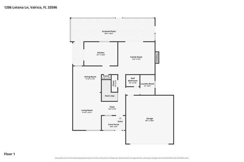 2,580/Mo, 1206 Letona Ln Valrico, FL 33596 Floor Plan View