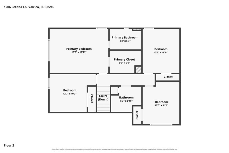 2,580/Mo, 1206 Letona Ln Valrico, FL 33596 Floor Plan View 2