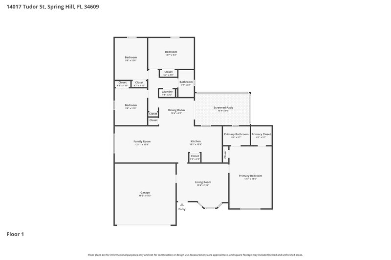 2,025/Mo, 14017 Tudor St Spring Hill, FL 34609 Floor Plan View
