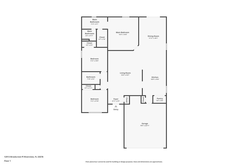 3,550/Mo, 12913 Brookcrest Place Riverview, FL 33578 Floor Plan View