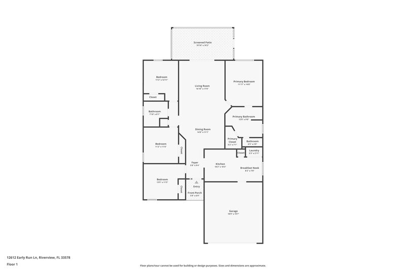 2,525/Mo, 12612 Early Run Ln Riverview, FL 33578 Floor Plan View