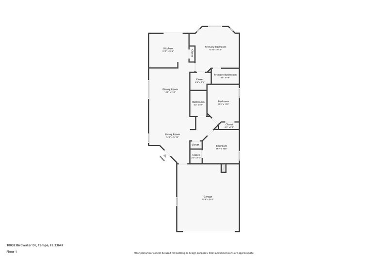 1,895/Mo, 18032 Birdwater Dr Tampa, FL 33647 Floor Plan View