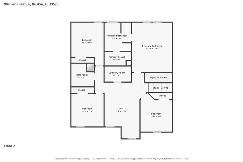 2,425/Mo, 908 Fern Leaf Drive Ruskin, FL 33570 Floor Plan View 2