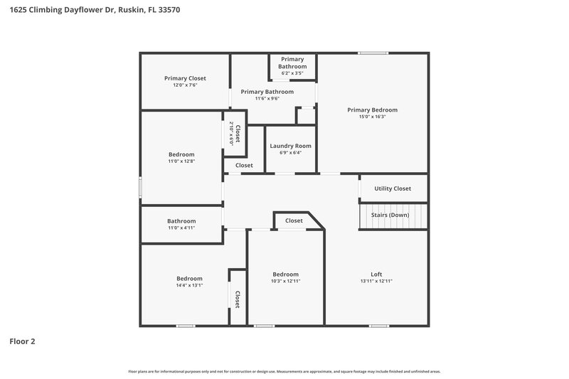 2,475/Mo, 1625 Climbing Dayflower Dr Ruskin, FL 33570 Floor Plan View 2