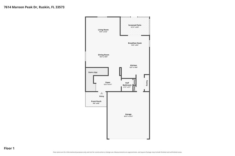 2,025/Mo, 7614 Maroon Peak Dr Ruskin, FL 33573 Floor Plan View