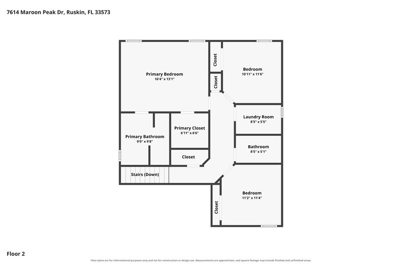 2,025/Mo, 7614 Maroon Peak Dr Ruskin, FL 33573 Floor Plan View 2