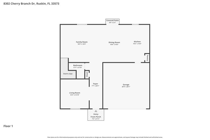 2,400/Mo, 8302 Cherry Branch Dr Ruskin, FL 33573 Floor Plan View
