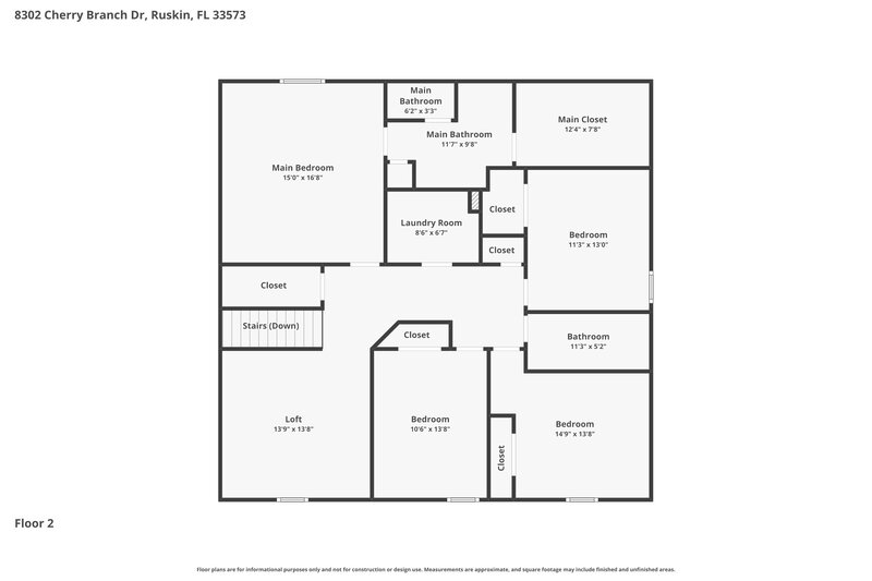2,400/Mo, 8302 Cherry Branch Dr Ruskin, FL 33573 Floor Plan View 2