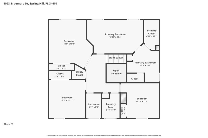 2,275/Mo, 4023 Braemere Dr Spring Hill, FL 34609 Floor Plan View 2