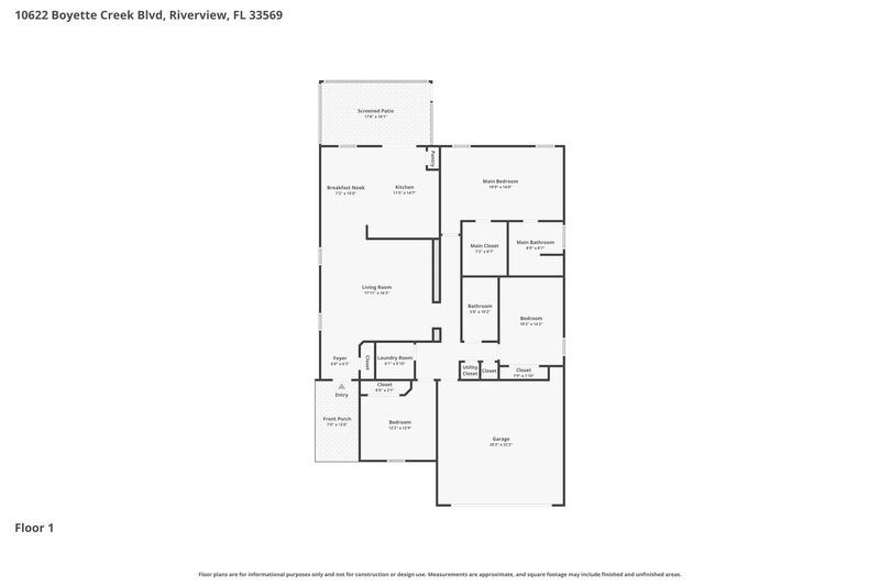 2,170/Mo, 10622 Boyette Creek Blvd Riverview, FL 33569 Floor Plan View