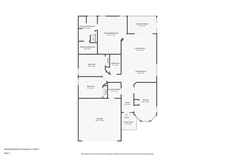 2,345/Mo, 1613 Wakefield Dr Brandon, FL 33511 Floor Plan View
