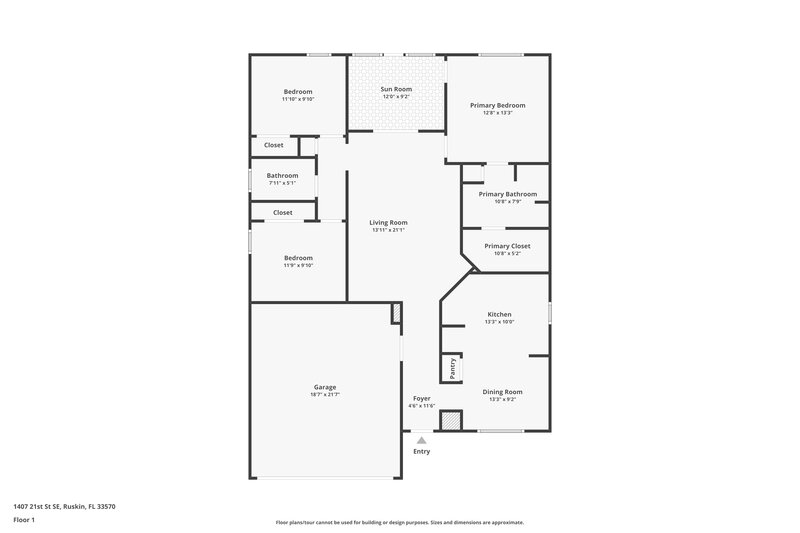 1,930/Mo, 1407 21st St SE Ruskin, FL 33570 Floor Plan View