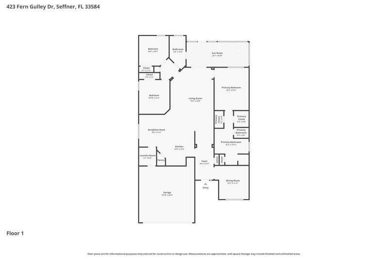 2,470/Mo, 423 Fern Gulley Dr Seffner, FL 33584 Floor Plan View