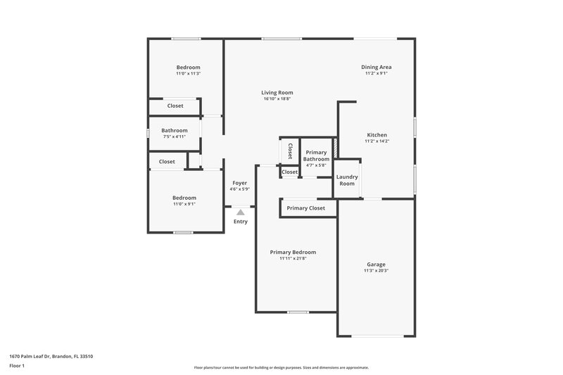 4,200/Mo, 1670 Palm Leaf Dr Brandon, FL 33510 Floor Plan View