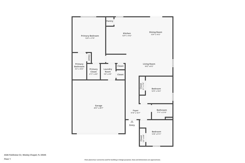 1,885/Mo, 4326 Fieldview Cir Wesley Chapel, FL 33545 Floor Plan View