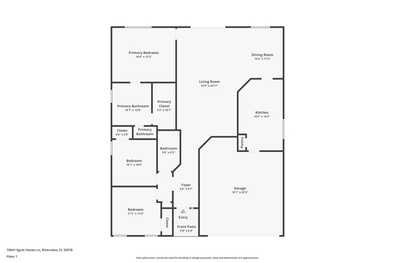 2,070/Mo, 10641 Egret Haven Ln Riverview, FL 33578 Floor Plan View
