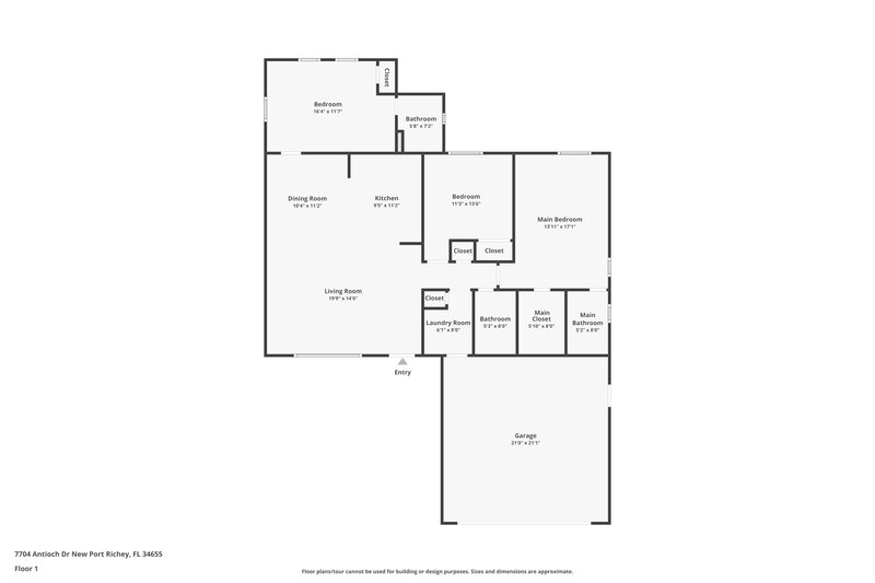 2,105/Mo, 7704 Antioch Dr New Port Richey, FL 34655 Floor Plan View