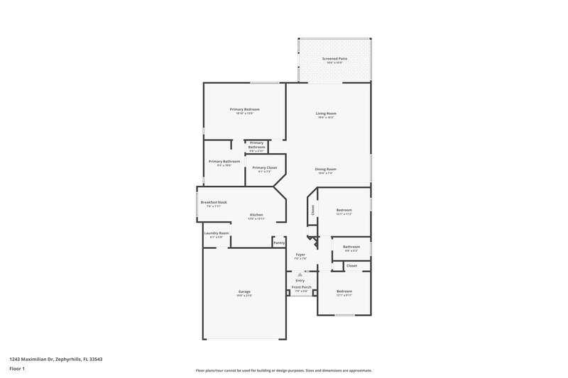 2,290/Mo, 1243 Maximilian Dr Wesley Chapel, FL 33543 Floor Plan View