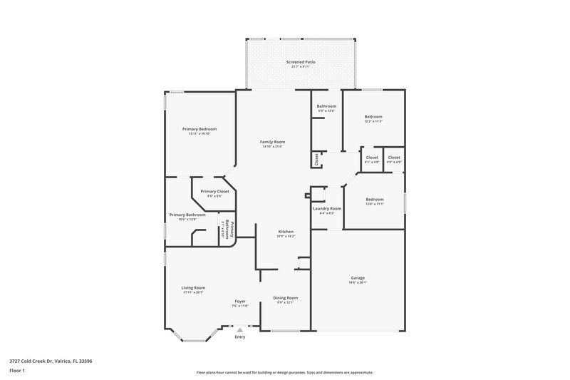 2,525/Mo, 3727 Cold Creek Drive Valrico, FL 33596 Floor Plan View