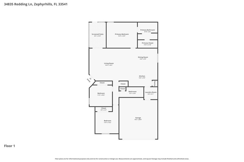 2,005/Mo, 34835 Redding Ln Zephyrhills, FL 33541 Floor Plan View