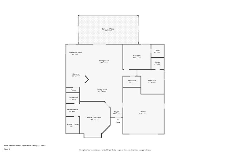 2,200/Mo, 7748 McPherson Dr New Port Richey, FL 34653 Floor Plan View