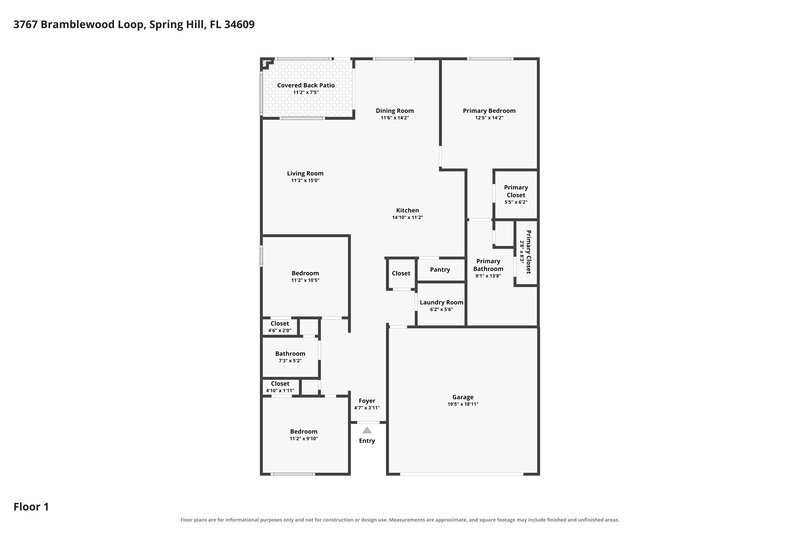 1,970/Mo, 3767 Bramblewood Loop Spring Hill, FL 34609 Floor Plan View