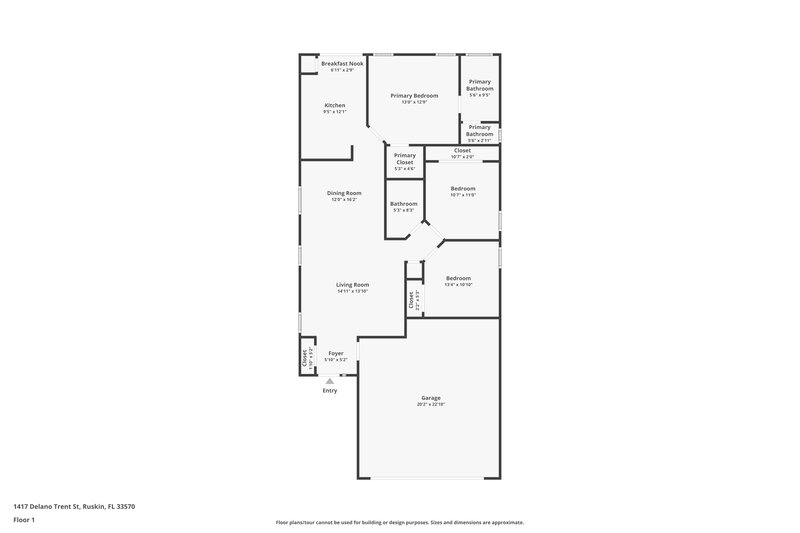 1,985/Mo, 1417 Delano Trent St Ruskin, FL 33570 Floor Plan View