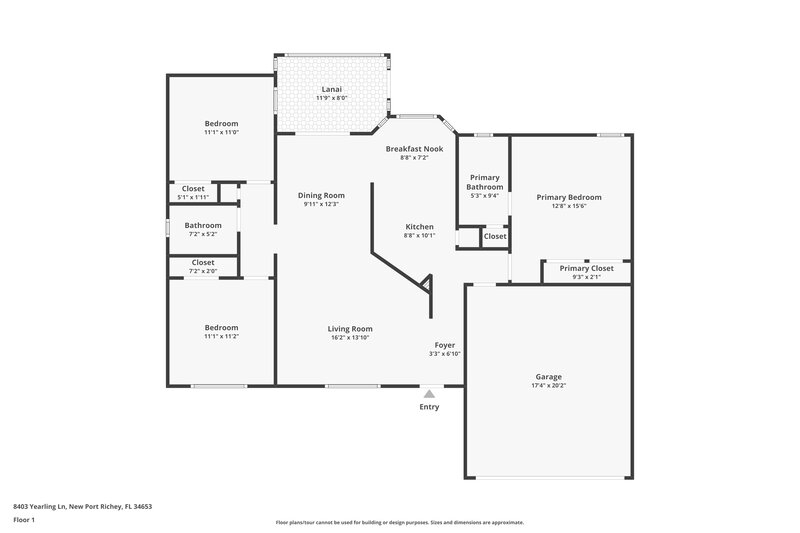 2,185/Mo, 8403 Yearling Ln New Port Richey, FL 34653 Floor Plan View