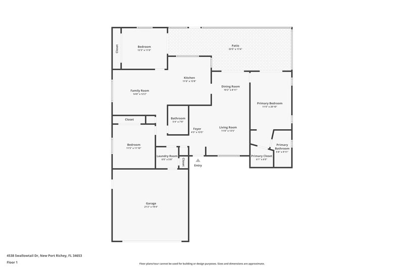 2,205/Mo, 4538 Swallowtail Drive New Port Richey, FL 34653 Floor Plan View