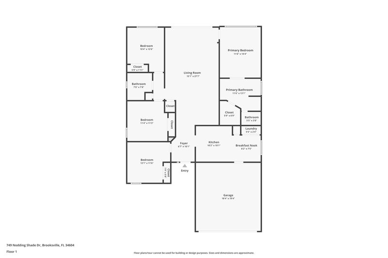 2,045/Mo, 749 Nodding Shade Drive Spring Hill, FL 34604 Floor Plan View