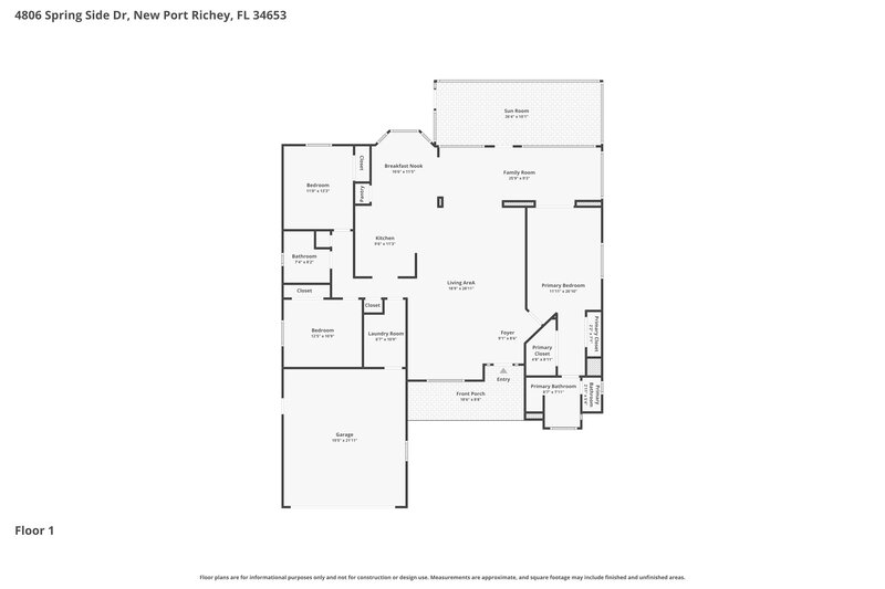 2,300/Mo, 4806 Spring Side Drive New Port Richey, FL 34653 Floor Plan View