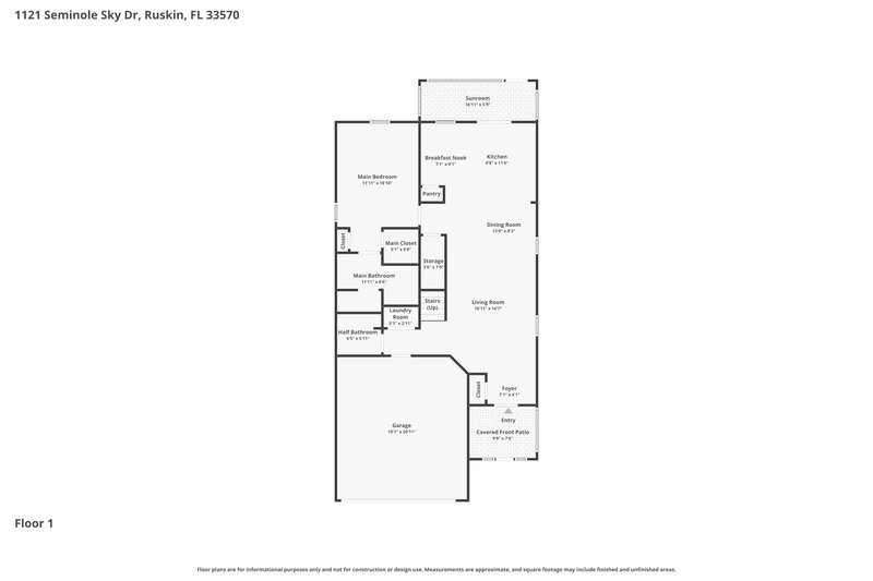2,625/Mo, 1121 Seminole Sky Dr Ruskin, FL 33570 Floor Plan View