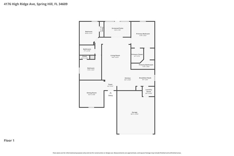 1,855/Mo, 4176 High Ridge Ave Spring Hill, FL 34609 Floor Plan View
