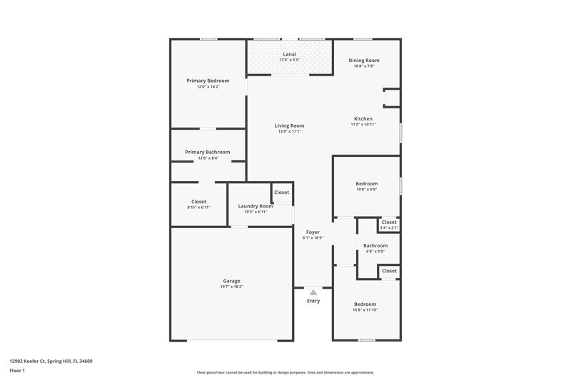 1,870/Mo, 12902 Keefer Ct Spring Hill, FL 34609 Floor Plan View
