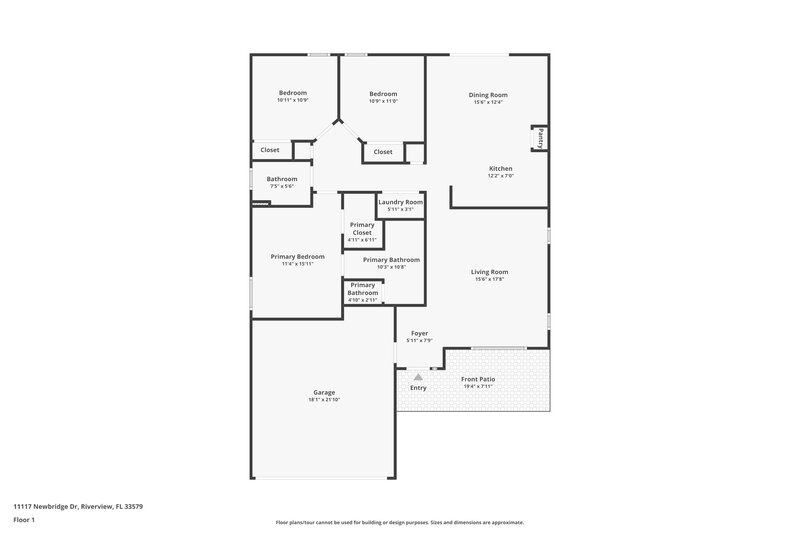 2,260/Mo, 11117 Newbridge Dr Riverview, FL 33579 Floor Plan View