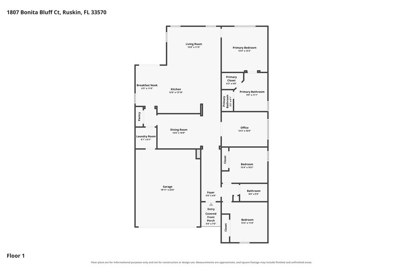 2,120/Mo, 1807 Bonita Bluff Ct Ruskin, FL 33570 Floor Plan View