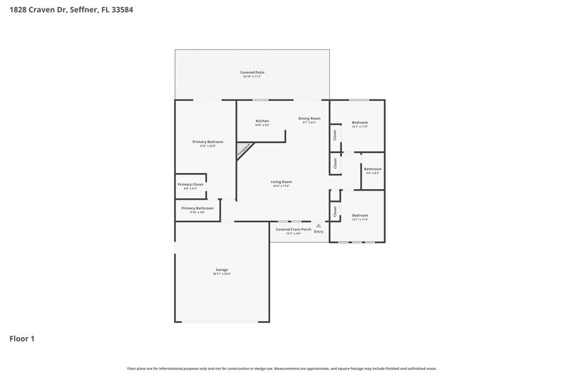2,200/Mo, 1828 Craven Drive Seffner, FL 33584 Floor Plan View