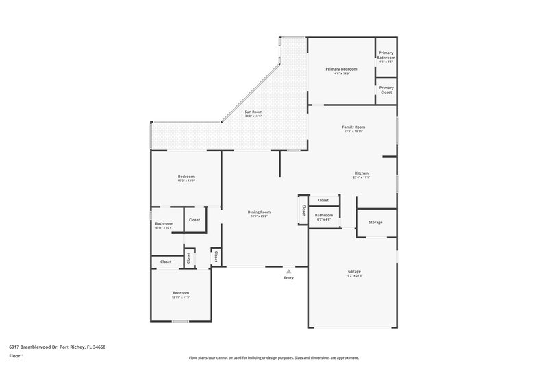 2,155/Mo, 6917 Bramblewood Dr Port Richey, FL 34668 Floor Plan View