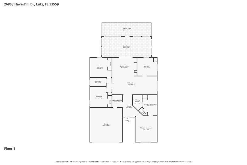 2,280/Mo, 26808 Haverhill Dr Lutz, FL 33559 Floor Plan View