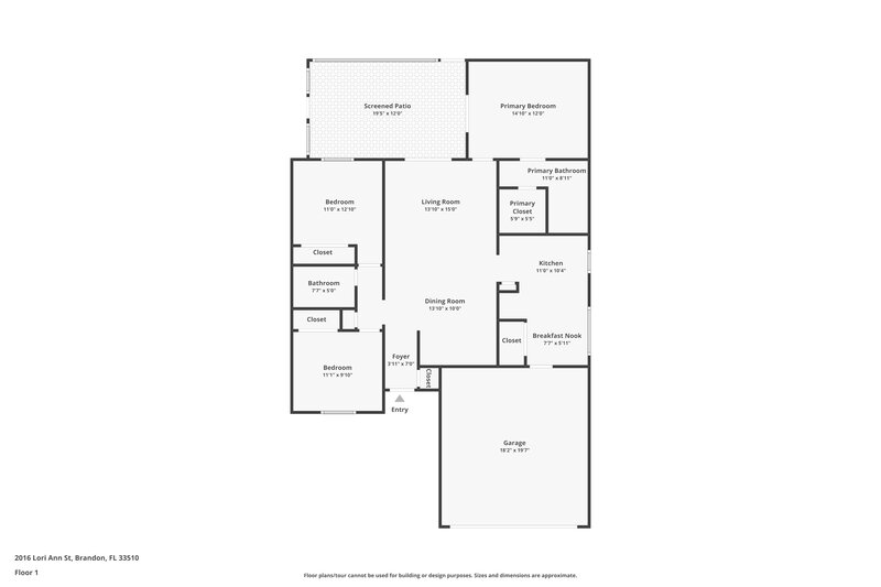 2,380/Mo, 2016 Lori Ann St Brandon, FL 33510 Floor Plan View