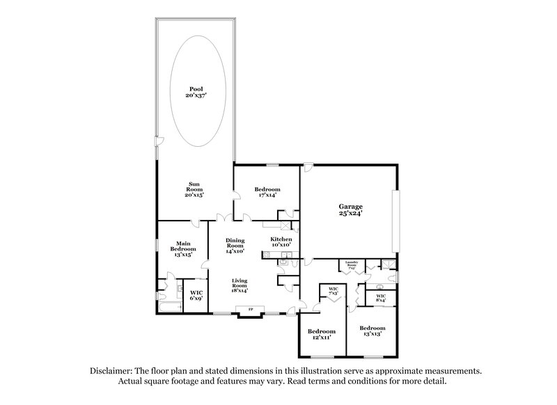 2,390/Mo, 2417 ROSLYN LN Lakeland, FL 33812 Floor Plan View