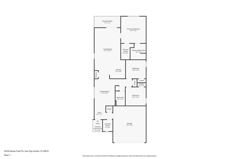 1,860/Mo, 10125 Geese Trail Circle Sun City Center, FL 33573 Floor Plan View