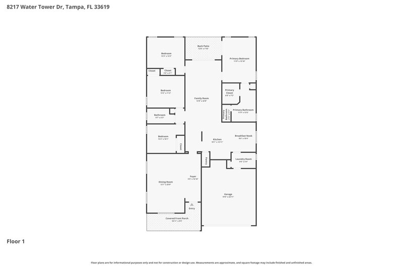 2,495/Mo, 8217 Water Tower Dr Tampa, FL 33619 Floor Plan View