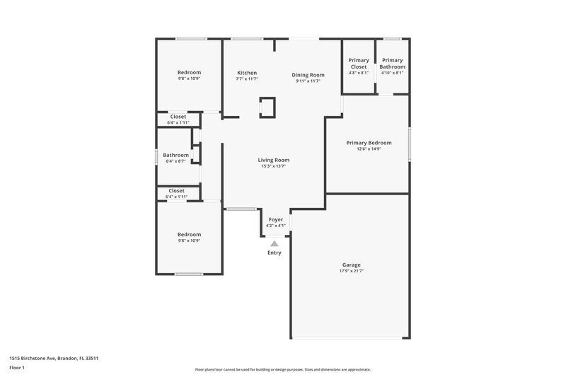 1,975/Mo, 1515 Birchstone Ave Brandon, FL 33511 Floor Plan View