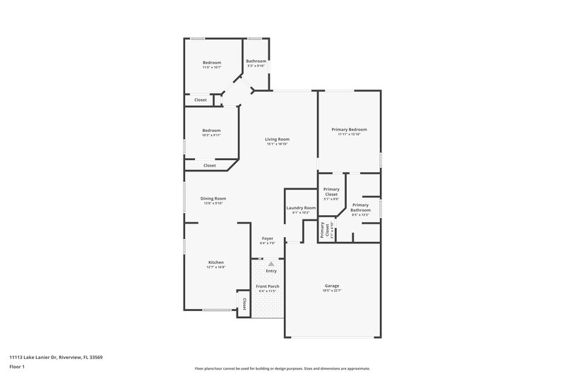2,035/Mo, 11113 Lake Lanier Dr Riverview, FL 33569 Floorplan View