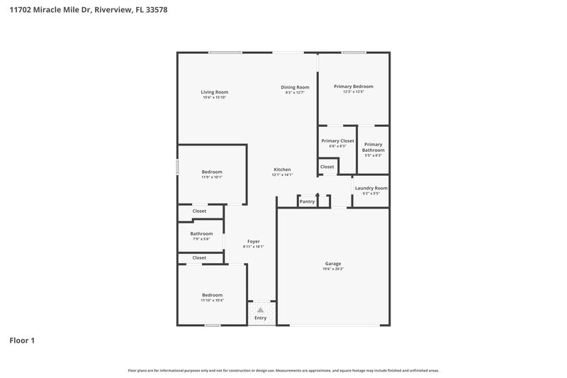 2,105/Mo, 11702 Miracle Mile Dr Riverview, FL 33578 Floor Plan View