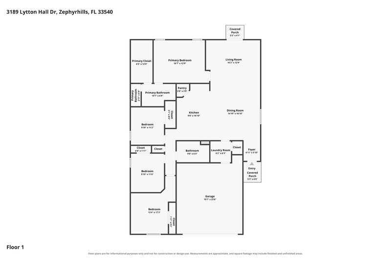 2,255/Mo, 3189 Lytton Hall Dr Zephyrhills, FL 33540 Floor Plan View
