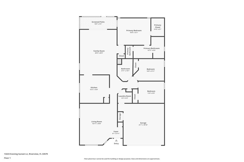 1,955/Mo, 13223 Evening Sunset Ln Riverview, FL 33579 Floor Plan View
